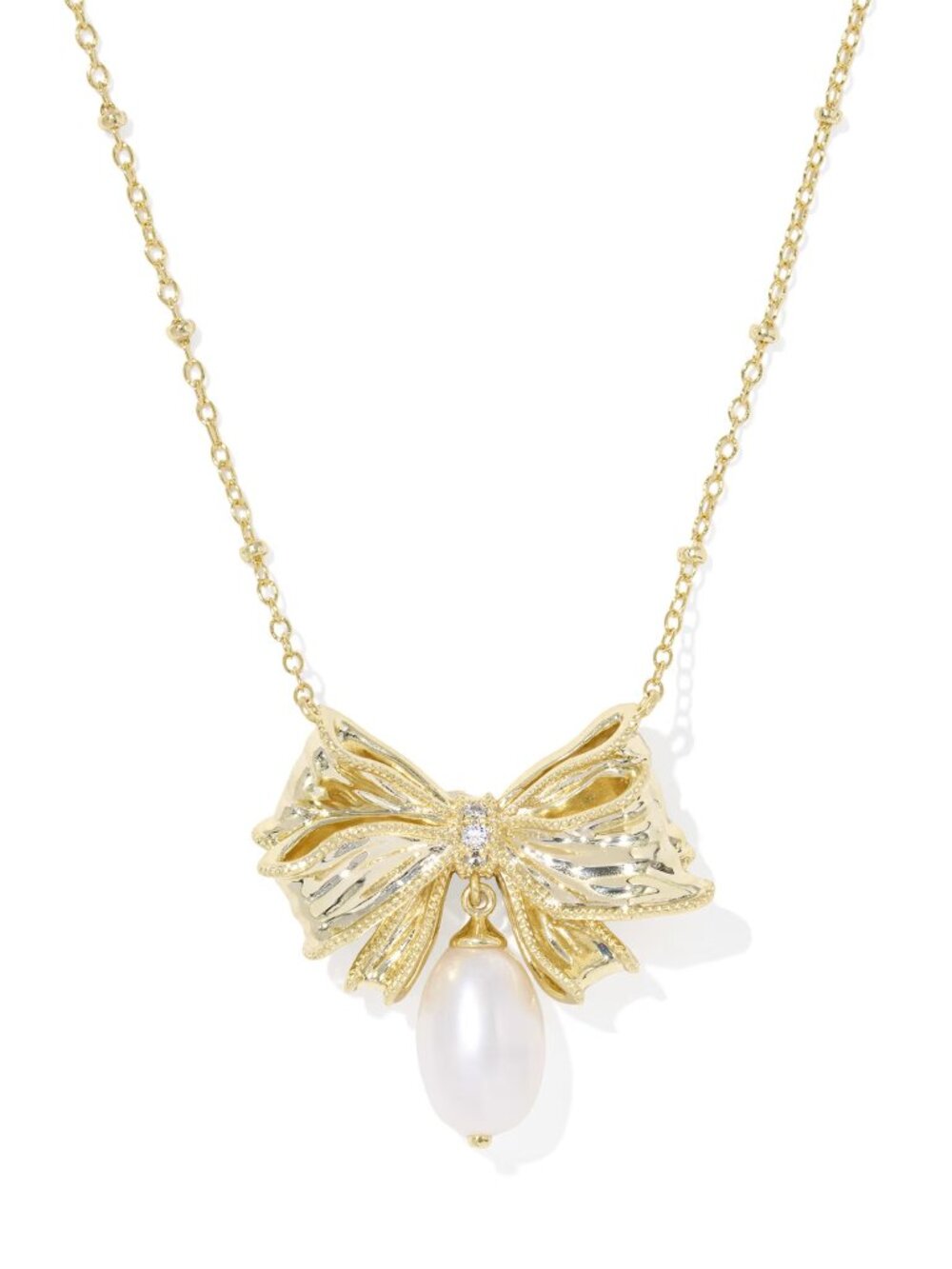 Kendra Scott x LoveShackFancy Pearl Bow Gold Necklace